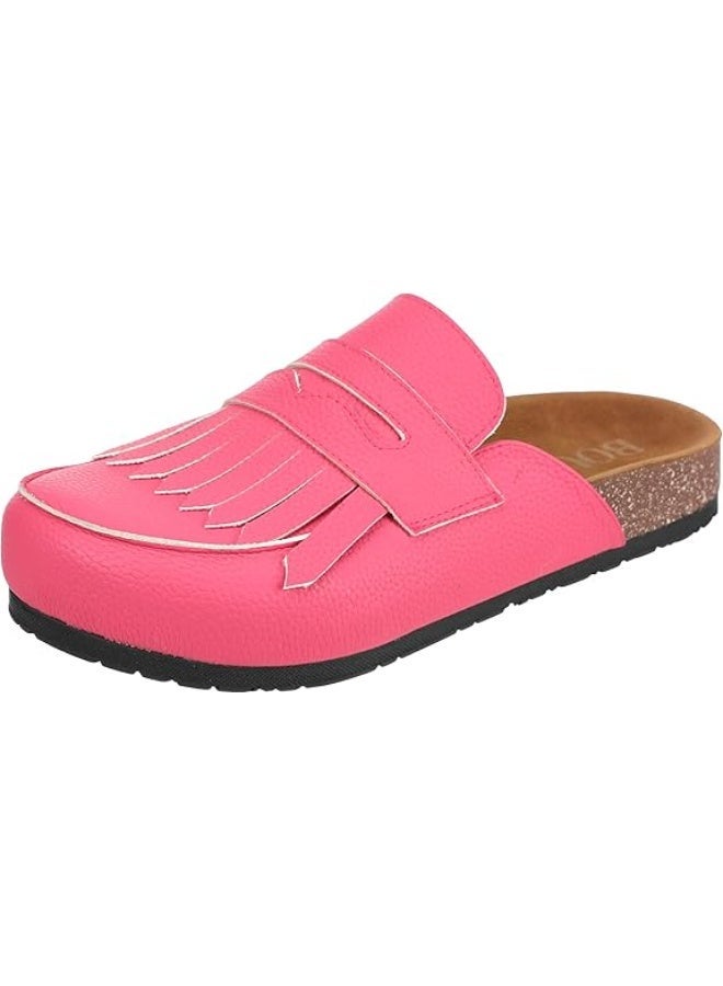 BOU Loafer Clogs " Fringed " - Vibrant Fuchsia - Image 1